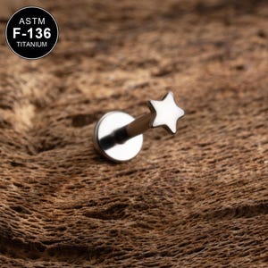 16G Titanium Threadless Star Cartilage Stud/Cartilage Stud/Helix/Tragus Stud/Flat Back Earring/Helix Stud/Cartilage Piercing/Threadless