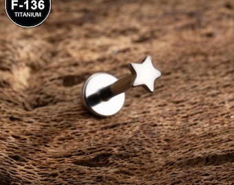 16G Titânio Sem Rosca Estrela Cartilagem Stud/Cartilagem Stud/Hélice/Tragus Stud/Flat Back Brinco/Hélice Stud/Cartilagem Piercing/Sem Rosca