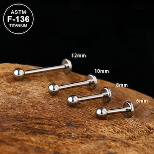 16G Titanium Ball Labret Cartilage Stud/Cartilage Stud/Tragus Stud/Flat Back Earring/Helix Stud/Cartilage Piercing/Internally Threaded