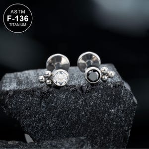 16G Titanium Cartilage Stud/Conch Stud/Forward Helix/Tragus Stud/Flat Back Earring/Labret Stud/Cartilage Piercing/1 PCS/Internally Threaded