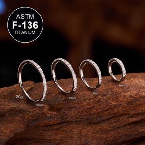 F136 TITANIUM Paved CZ 20G Nasenring/Klappsegment Nasenring/Knorpelring Hoop/Helix/Conch/Tragus/Lobe Ohrring Hoop/Nasenpiercing/Geschenk für Mama