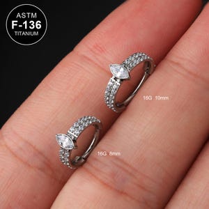16G Titanium Double Ring CZ Cartilage Hoop/Cartilage Earring/Hoop Earrings/Minimalist Earrings/Helix Earring/Mothers Day Gift/Tragus Jewelry