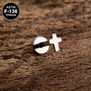 16G Titanium Threadless Cross Cartilage Stud/Cartilage Stud/Helix/Tragus Stud/Flat Back Earring/Helix Stud/Cartilage Piercing/Threadless