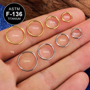 F136 TITANIUM 18G Hinged Segment Ring/Gold Silver Huggie Hoop Earring/Cartilage Hoop/Nose Piercing/Nostril Hoop/Cartilage/Helix/Conch Hoop