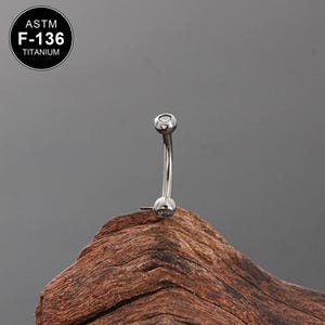 16G TITANIUM CZ Internally Threaded Curved Barbell/Cartilage Earring/Minimalist Design/Rook Earring/Eyebrow Ring/Rook Bar/Eyebrow Jewelry