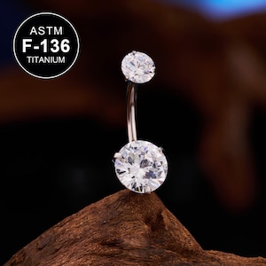 F136 TITANIUM Rund CZ Bauch Ring Top Qualität/14G 10-16 mm Bauchnabel Schmuck/Curved Barbell/Bauchnabel Ring/Bauchnabel Piercing/Body Piercing/Geschenke