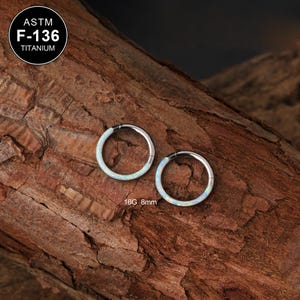 16G Titanium Opal Cartilage Earring/Conch Hoop/Tragus Jewelry/Helix Hoop/Daith Earring/Hinged Hoop/Nose Ring/Septum Jewelry/1PCS/Gift