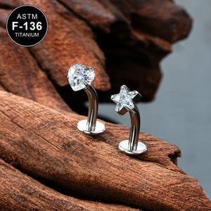 14G Titanium Threadless CZ Belly Rings/Curved Barbell/Belly Piercing/Belly Jewelry/Belly Button Ring/1 PCS/Navel Bar/Gift For Her/Heart/Star