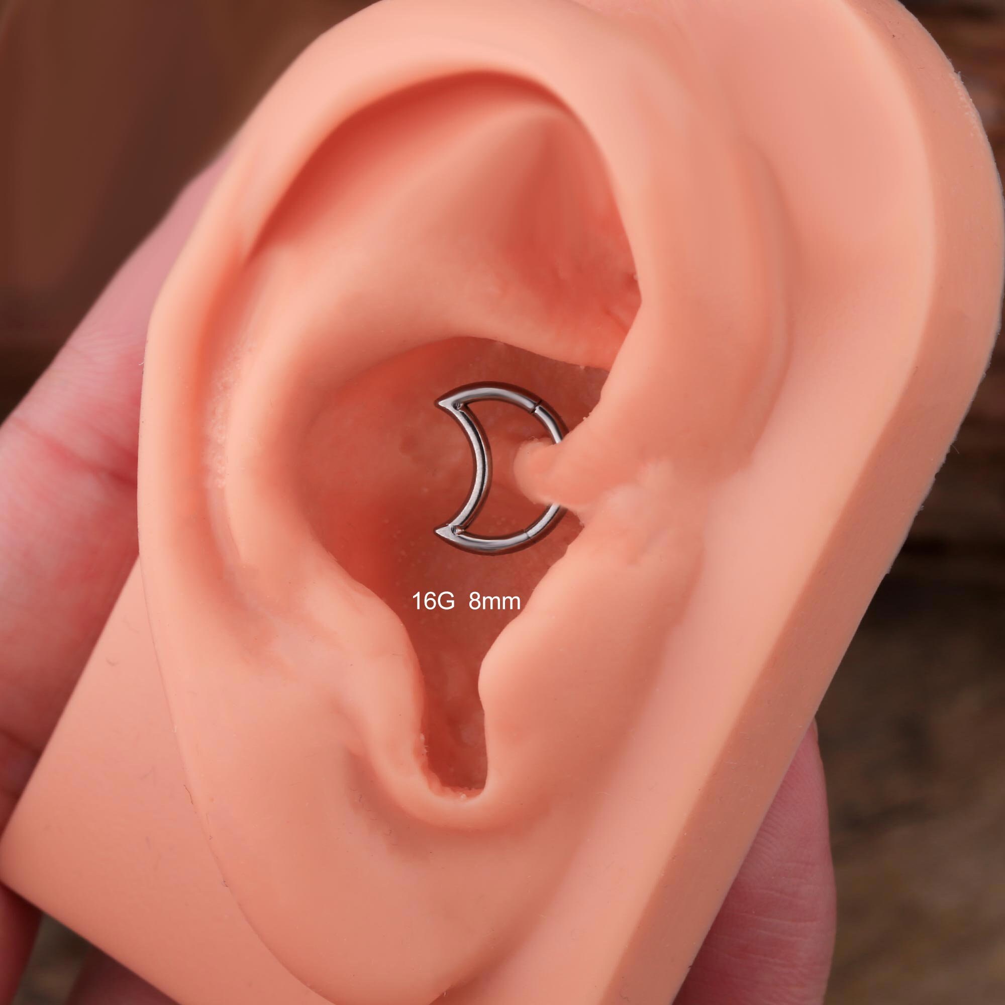 16G TITANIUM Moon Daith Ring/cartilage Earring/rook Earring/daith ...