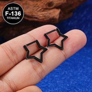 16G titanium zwarte ster septum ring/septum sieraden/septum piercing/septum clicker/daith-oorbel/kraakbeenring/1 stks/helix piercing/cadeau