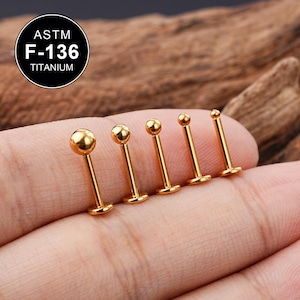 20G/18G/16G Titanium Tiny Gold Ball Top Threadless Push Pin Labret Stud/2/2.5/3/4mm Tiny Dot Cartilage earring/Tragus/Helix/Conch/Gift
