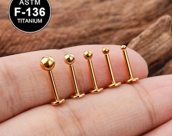 20G/18G/16G Titanium Tiny Gold Ball Top Threadless Push Pin Labret Stud/2/2.5/3/4mm Tiny Dot Cartilage earring/Tragus/Helix/Conch/Gift