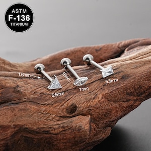 14G 16mm Titanium CZ Tongue Barbell/Tongue Piercing/Tongue Jewelry/1PCS/Tongue Ring/Barbell Piercing/Straight Barbell/Gift For Her/Barbell