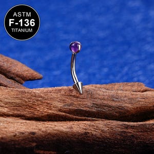 16G Titanium Purple Crystal Cartilage Earring/Curved Barbell/Rook Piercing/1PCS/Rook Earring/Eyebrow Ring/Rook Barbell/Eyebrow Jewelry/Gift