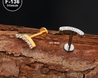 16G Titânio CZ Labret Cartilagem Stud/Cartilagem Stud/Hélice/Tragus Stud/Flat Back Brinco/Hélice Stud/Cartilagem Piercing/Internamente Roscado