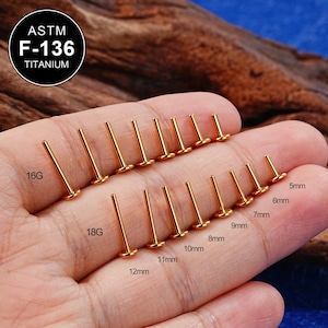 16/18G Titanium INTERNALLY THREADED Gold Replacment Posts/Silver Threaded Post/Flat Back/Cartilage/helix/conch/tragus studs/Gift For Her