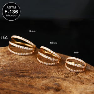 16G Titanium Gold Triple Hoop Clicker Ring/Helix Hoop/Tragus Hoop/Rook Hoop/1PCS/Conch Earring/Minimalist Earring/Tragus Jewelry/Gift
