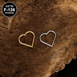 16G Titanium Heart Shape Septum Ring/Helix Hoop/Tragus Hoop/Rook Hoop/1PCS/Conch Earring/Minimalist Earring/Tragus Jewelry/Gift/Hoop Earring