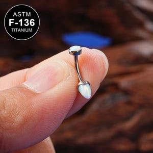 16G Titanium Opal Spike Cartilage Barbell/Curved Barbell/Rook Piercing/1PCS/Rook Earring/Eyebrow Ring/Internally Threaded/Eyebrow Jewelry