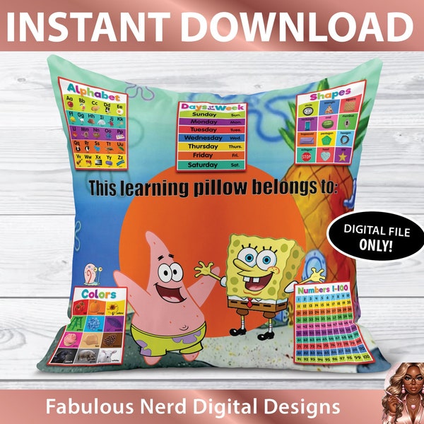 Kid's Sponge Bob Learning Pillow (Digital Files Only)