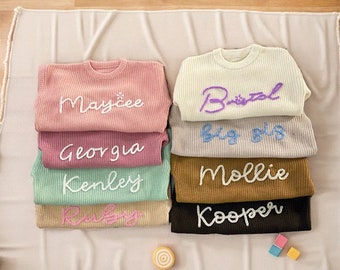 Maglione per neonato con nome ricamato a mano personalizzato,Maglione con nome per neonato personalizzato,Maglione rosa per bambina con nome,Regalo di compleanno per regalo per neonato