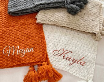 Personalized Baby Blanket, Embroidered Baby Name, Stroller Blanket, Newborn Baby Gift,Soft Breathable Cotton Knit, Baby shower Gift