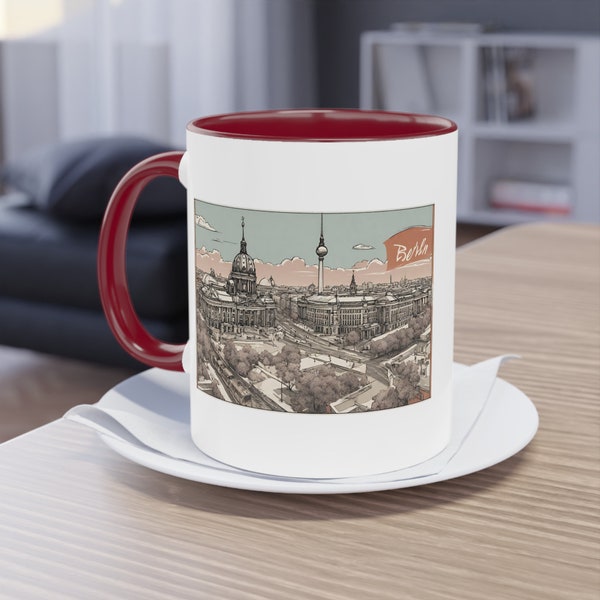 Berlin-Tasse, 2 farbige Berlintasse, Fernsehturm, Berliner Dom