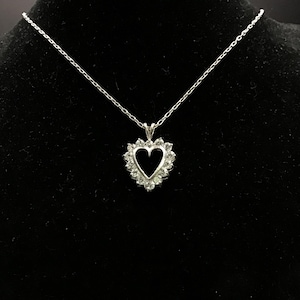 Vintage Sterling Silver and CZ Heart Pendant Necklace