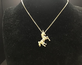 Vintage Gold tone Avon Unicorn Pendant Necklace