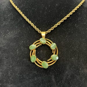 Vintage Gold Filled and Jade Pendant Necklace