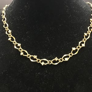 Vintage Gold tone and Rhinestone Chain Necklace