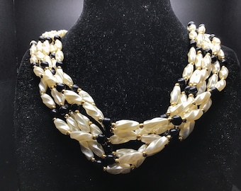 Vintage Gold tone Plastic Bead Necklace