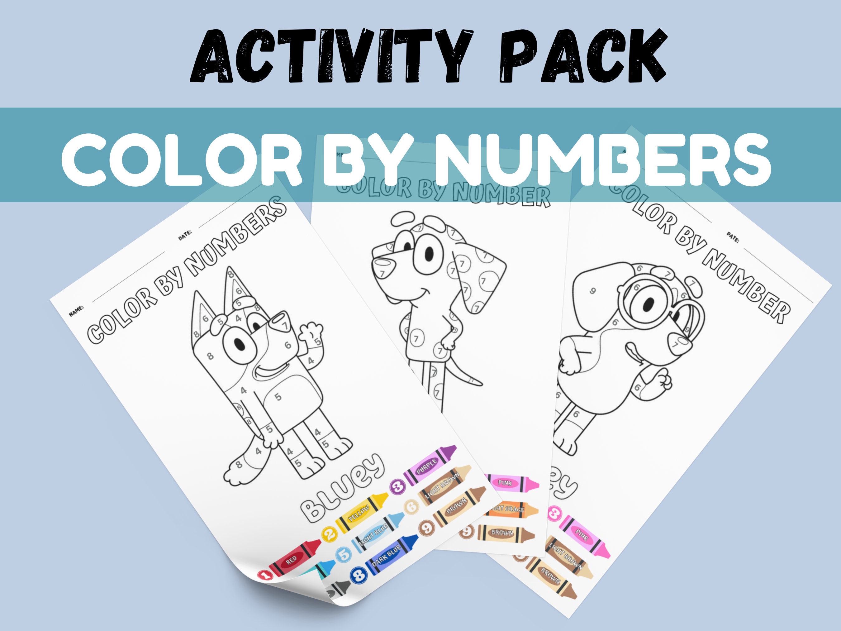 Color by Numbers With Bluey Kids! Etsy