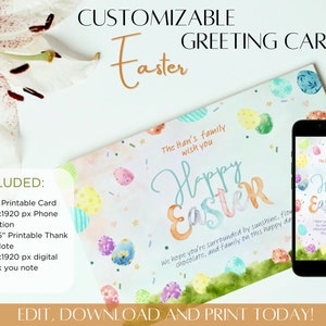 Modello modificabile per biglietto di buona Pasqua: biglietto stampabile e digitale
