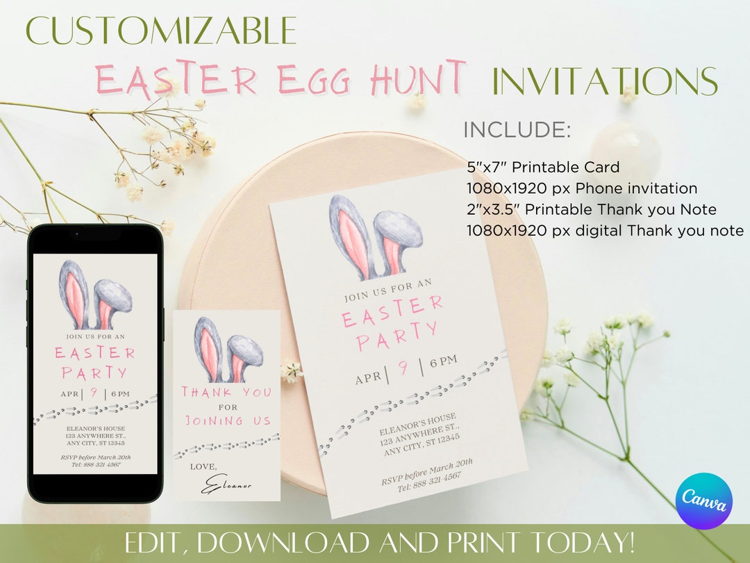 Editable Easter Party Invitation Templates: Digital and Printable ...