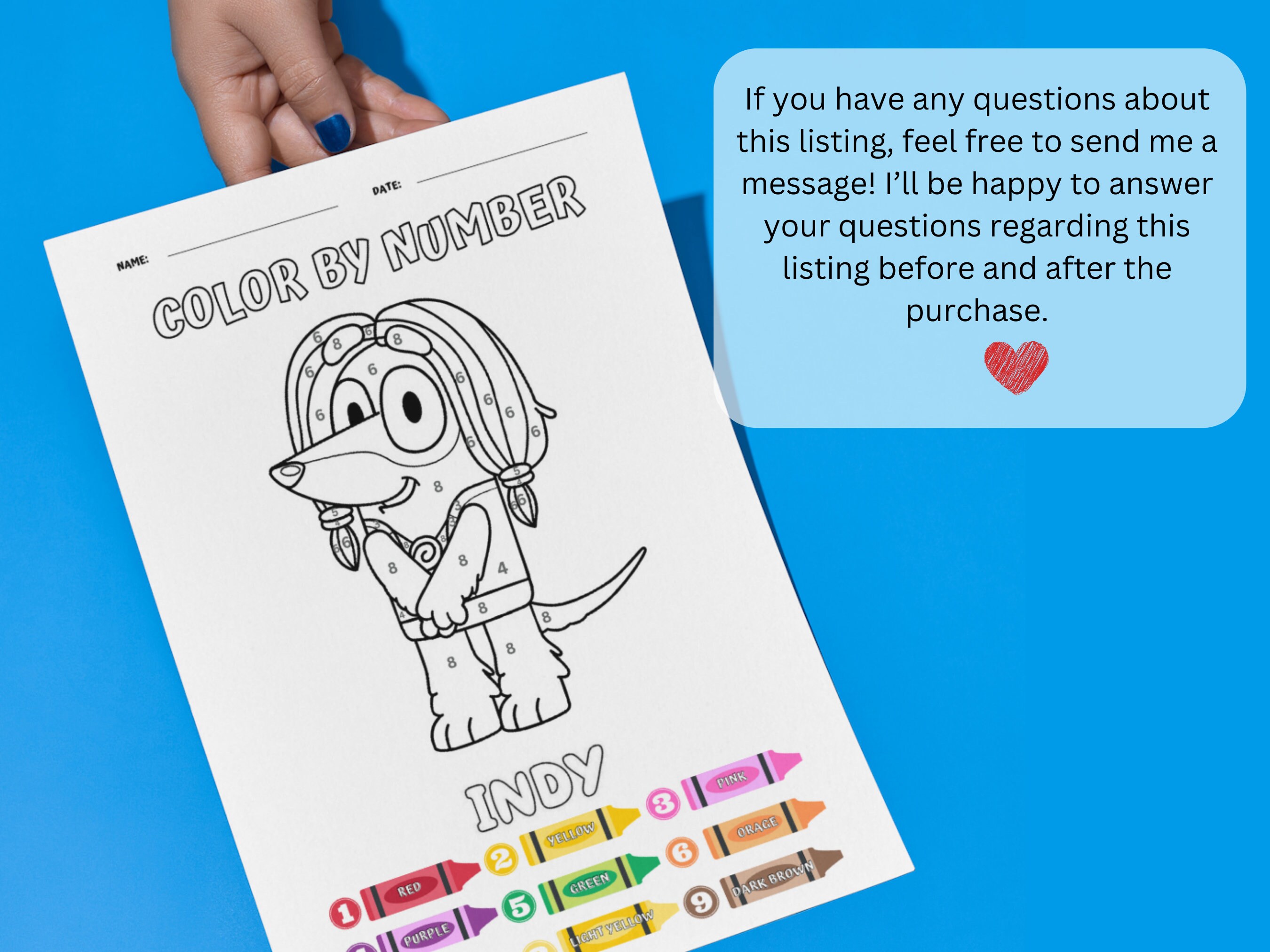 Color by Numbers With Bluey Kids! - Etsy