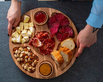 Cheese board Divided Serving Tray Food Platter With Sauce Bowl Handmade Snack Plate Serving Platter Personalized Gift Custom Charcuterie