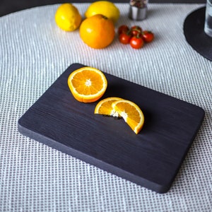 Yakisugi Oak Burned Wood Cutting Board, Gift for Chef, Charcuterie Board, Large Chopping Board, Black Kitchen Interior, Burnt Oak Board