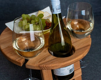 Wine Picnic Table Cheese board Wooden Charcuterie Outdoor Entertaining Serving Tray Handles Personalized Housewarming Wine Love Gift