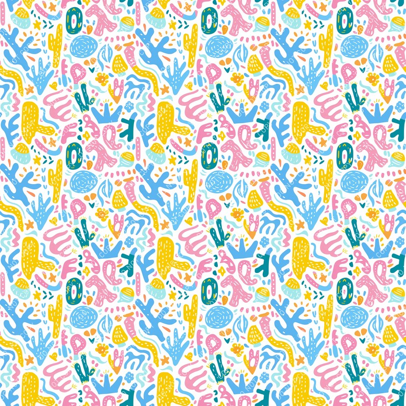 Many Subjects Cartoon Pattern, Animals Print Seamless Pattern Repeating ...