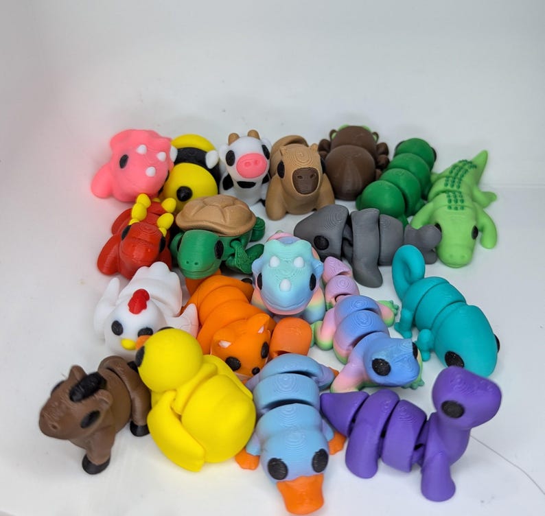 3D Printed Flexible Fidget Animals With Glitter Eyes - Etsy