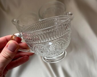 Vintage Embossed Glass Coffee Cup, Elegant Clear Glass Mug for Tea and Espresso, Transparent Glassware, Gift for Coffee and Tea Lovers