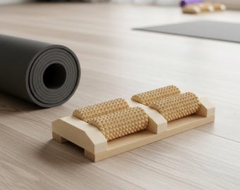 Wooden Foot Massager Roller 4 Rollers, Foot Massage Tool for Circulation and Pain Relief