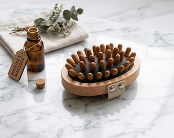 Cepillo masajeador corporal de madera, herramienta de cepillado en seco de haya para drenaje linfático.