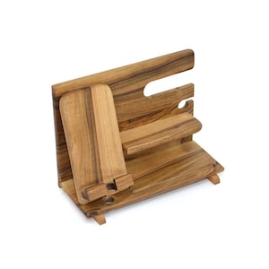 Wood Docking Station for phone, watch and headphones, Wooden Phone Stand, Walnut Desk Organizer, Gift for Husband, Father&#39;s Day Gift