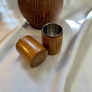 Wooden Whiskey Shot Glass, Handmade Walnut Cup with Metal Insert, Wooden Drinkware, Gift for Men, Groomsmen & Whiskey Lovers