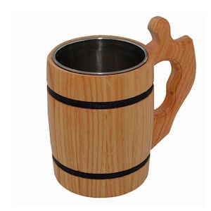 Handmade Oak Beer Mug 0.5L, Beer Stein, Stainless Steel Beer Tankard, Handmade Viking Style Mug, Groomsmen Gift, Medieval Cup, Gift For Him
