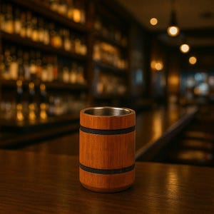 Wooden Shot Glass with Metal Insert, Handcrafted Walnut Whiskey Cup, Medieval Drinkware, Gift for Him or Whiskey Lover, Groomsmen gift