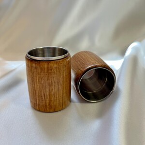 Wooden Whiskey Shot Glass, Handmade Walnut Cup with Metal Insert, Wooden Drinkware, Gift for Men, Groomsmen & Whiskey Lovers