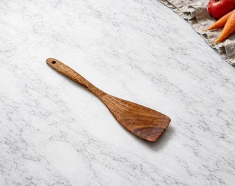 Acacia Wood Spatula, Wooden Kitchen Turner, Nonstick Safe Cooking Utensil, Ergonomic Handle